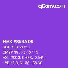 Color code: HEX #853AD9 | qconv.com