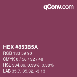 Color code: HEX #853B5A | qconv.com