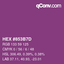 Color code: HEX #853B7D | qconv.com