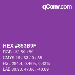 カラーコード: HEX #853B9F | qconv.com