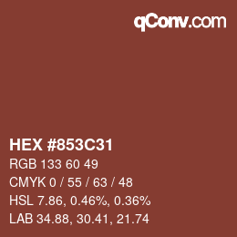 Color code: HEX #853C31 | qconv.com