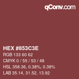 Color code: HEX #853C3E | qconv.com