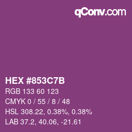 Color code: HEX #853C7B | qconv.com