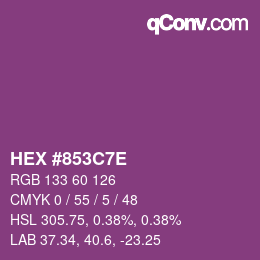 Color code: HEX #853C7E | qconv.com