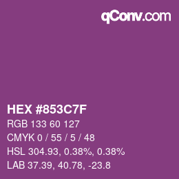 Color code: HEX #853C7F | qconv.com