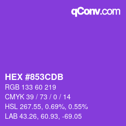 カラーコード: HEX #853CDB | qconv.com
