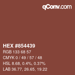 Code couleur: HEX #854439 | qconv.com