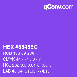 Color code: HEX #8545EC | qconv.com