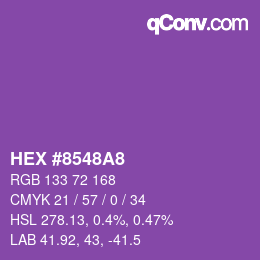 颜色代码: HEX #8548A8 | qconv.com