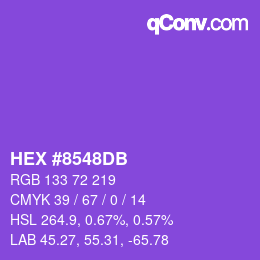 颜色代码: HEX #8548DB | qconv.com