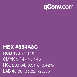 カラーコード: HEX #854A8C | qconv.com