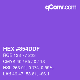 Color code: HEX #854DDF | qconv.com