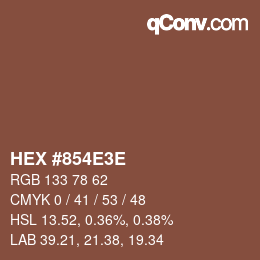 Color code: HEX #854E3E | qconv.com