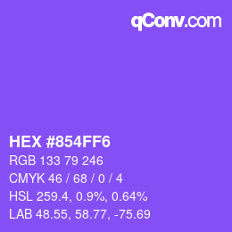 颜色代码: HEX #854FF6 | qconv.com