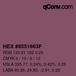 Farbcode: HEX #8551663F | qconv.com