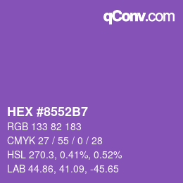 カラーコード: HEX #8552B7 | qconv.com