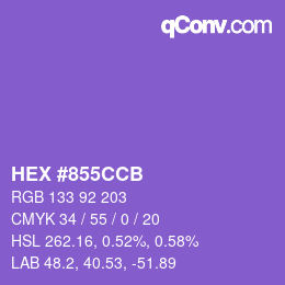 カラーコード: HEX #855CCB | qconv.com