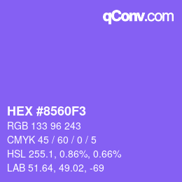 颜色代码: HEX #8560F3 | qconv.com