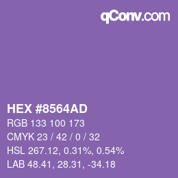 Color code: HEX #8564AD | qconv.com