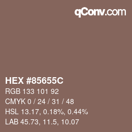 颜色代码: HEX #85655C | qconv.com