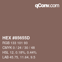 Color code: HEX #85655D | qconv.com
