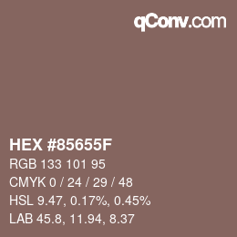 Color code: HEX #85655F | qconv.com