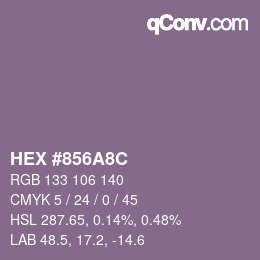 Color code: HEX #856A8C | qconv.com
