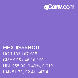 Color code: HEX #856BCD | qconv.com