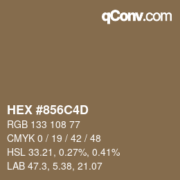 Color code: HEX #856C4D | qconv.com