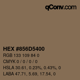 カラーコード: HEX #856D5400 | qconv.com