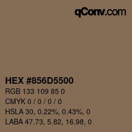Color code: HEX #856D5500 | qconv.com