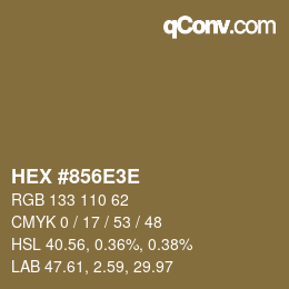 Color code: HEX #856E3E | qconv.com