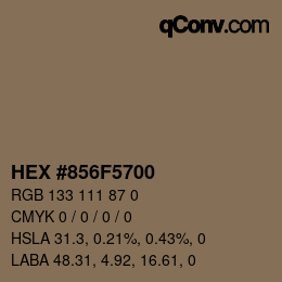 Color code: HEX #856F5700 | qconv.com