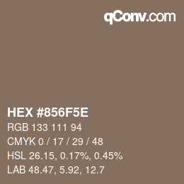 Color code: HEX #856F5E | qconv.com