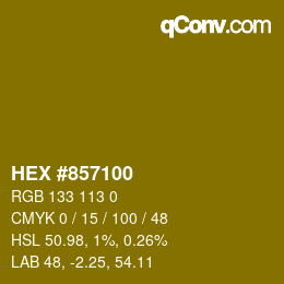 Color code: HEX #857100 | qconv.com