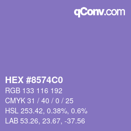カラーコード: HEX #8574C0 | qconv.com