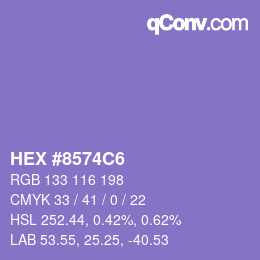 Farbcode: HEX #8574C6 | qconv.com