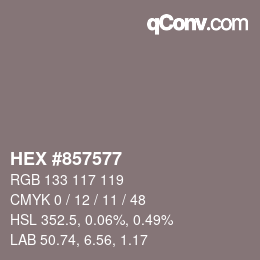 颜色代码: HEX #857577 | qconv.com