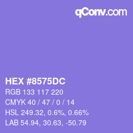 颜色代码: HEX #8575DC | qconv.com