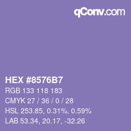 颜色代码: HEX #8576B7 | qconv.com