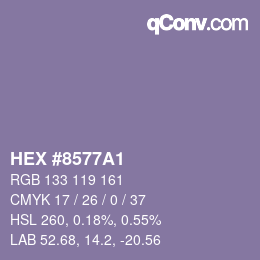 Color code: HEX #8577A1 | qconv.com
