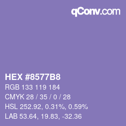 Color code: HEX #8577B8 | qconv.com