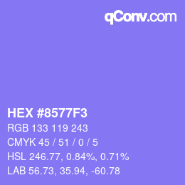 Farbcode: HEX #8577F3 | qconv.com