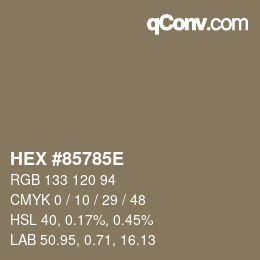 Código de color: HEX #85785E | qconv.com