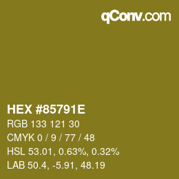 Color code: HEX #85791E | qconv.com