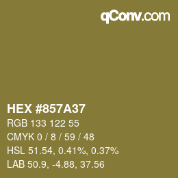 Color code: HEX #857A37 | qconv.com
