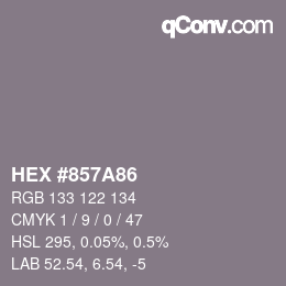 颜色代码: HEX #857A86 | qconv.com