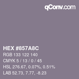 Color code: HEX #857A8C | qconv.com