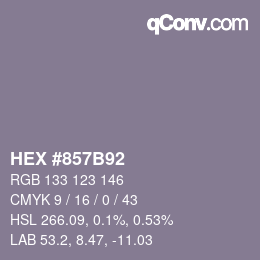 Farbcode: HEX #857B92 | qconv.com