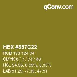 Color code: HEX #857C22 | qconv.com